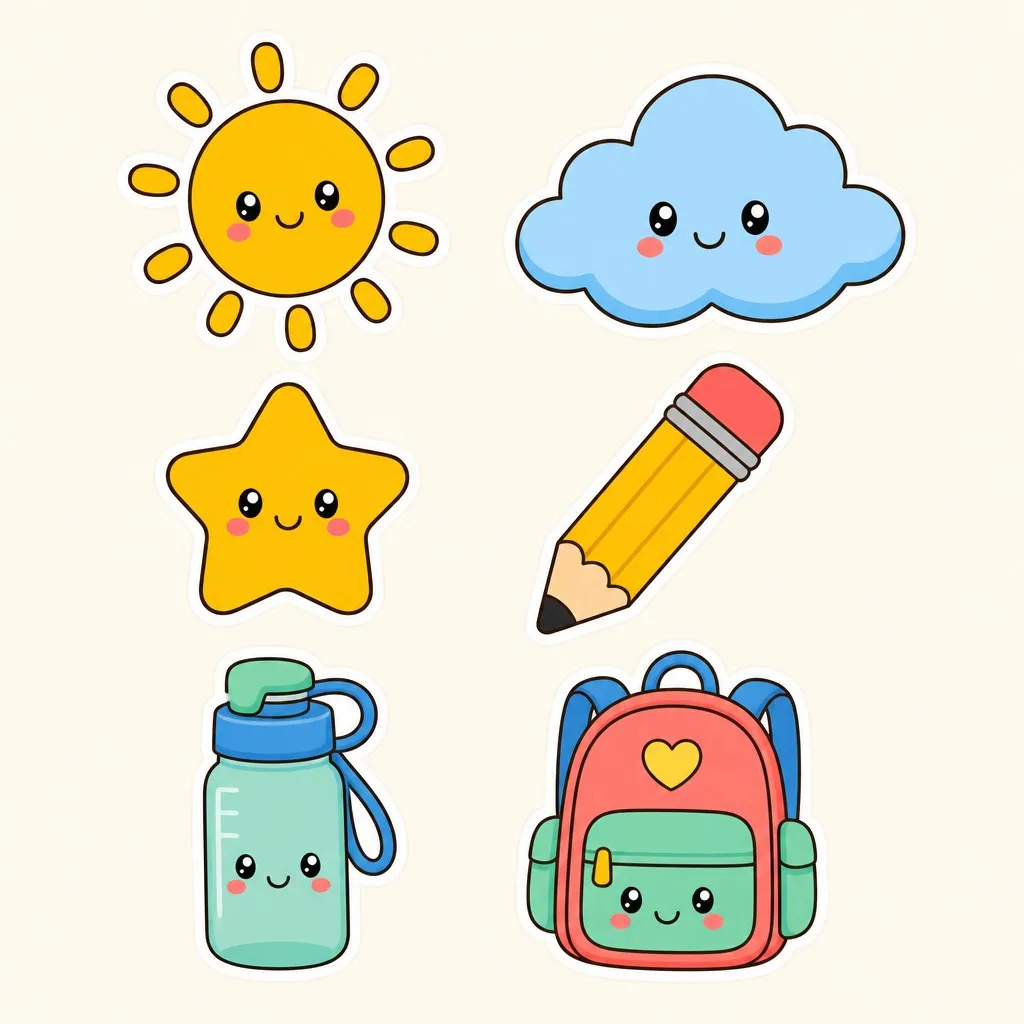 Cute school theme doodle stickers decoration