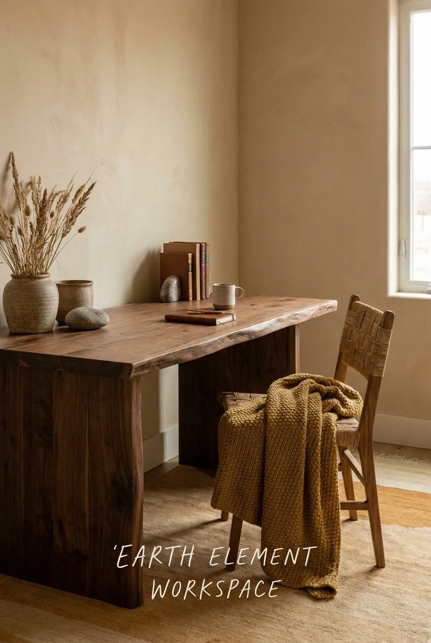 Earth Element Home Office Desk Setup