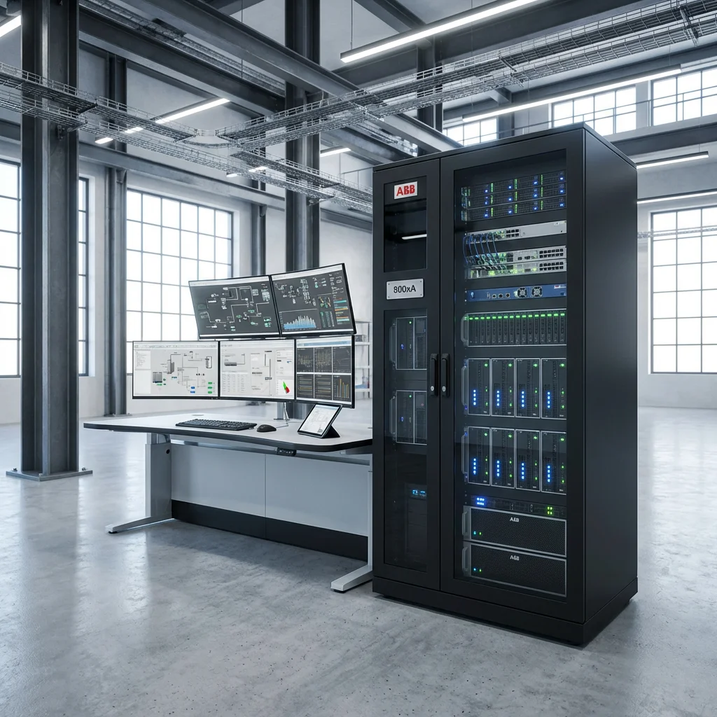 Système de contrôle ABB 800xA et poste de travail HMI rendu 3D
