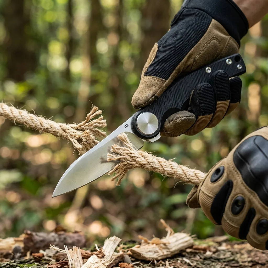 D2 EDC Knife in Use