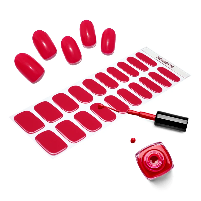 

Huizi factory Korean Semi cured gel nail wraps non-toxic solid color self-adhesive uv gel nail sticker