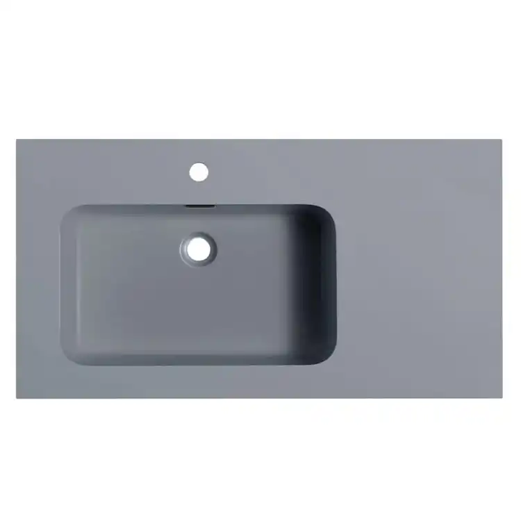 Acrylic Bathroom Sink with Countertop 1901 Top View Dry Staging Deck acrylic-bathroom-sink-with-countertop-1901-top-view-integrated-spacious-right-countertop-deck