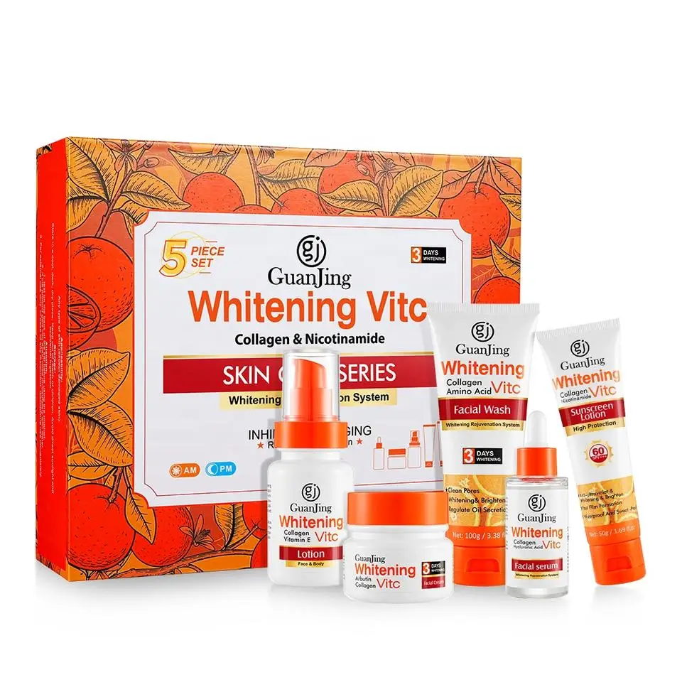 

GUANJING Organic 100% VC Whitening Brightening Vitamin C Facial Skin Care 5 Pieces Set