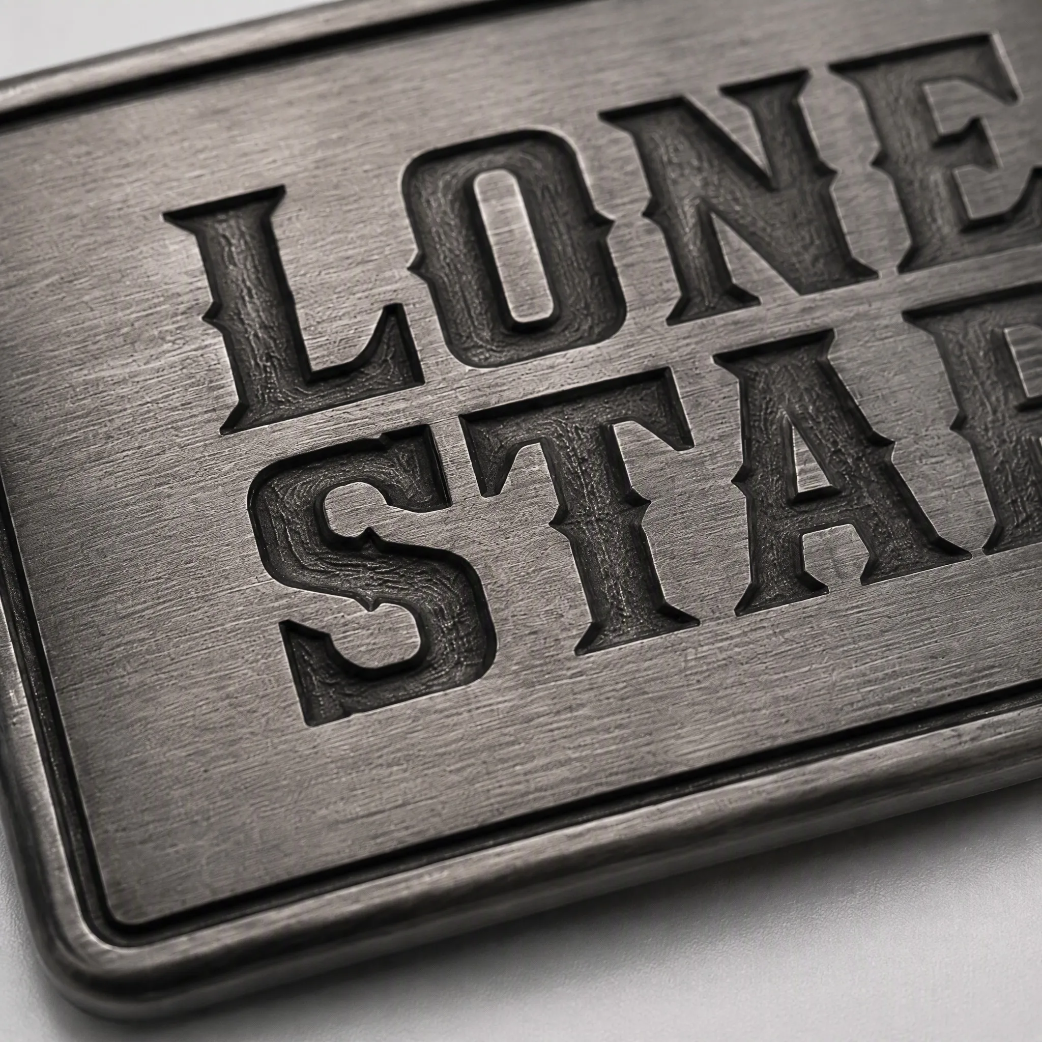 Macro detail of laser engraved lettering