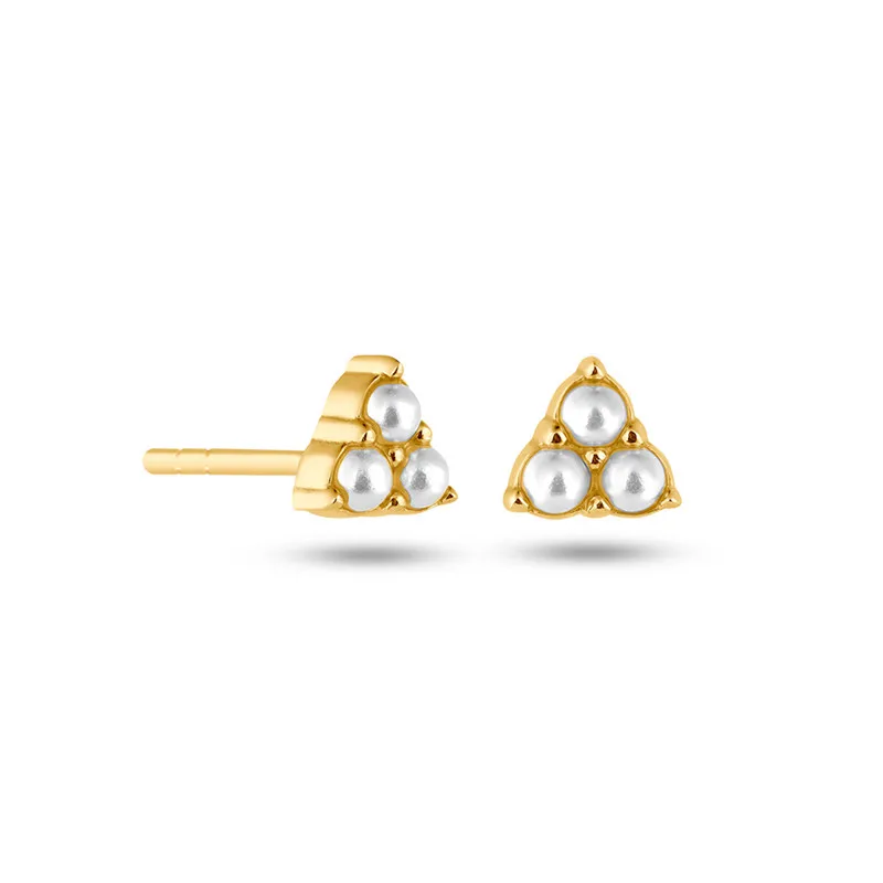 

QLEESI Nickel Free Woman Girl Gold Stud Sterling Silver 925 Earrings Pearls