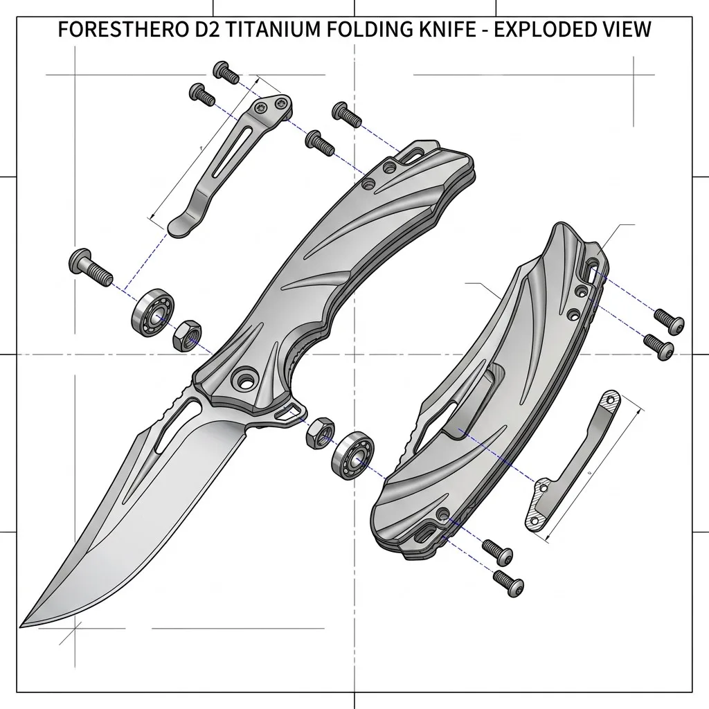 Exploded View of Titanium Professional Knife