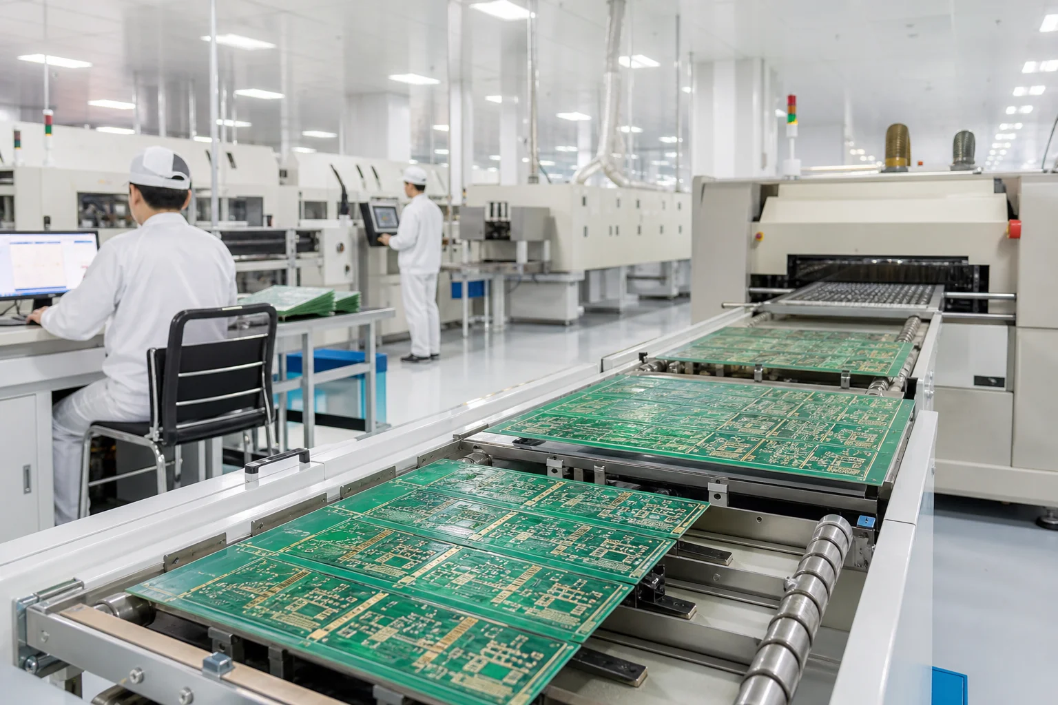 PCB manufacturing floor with production lines