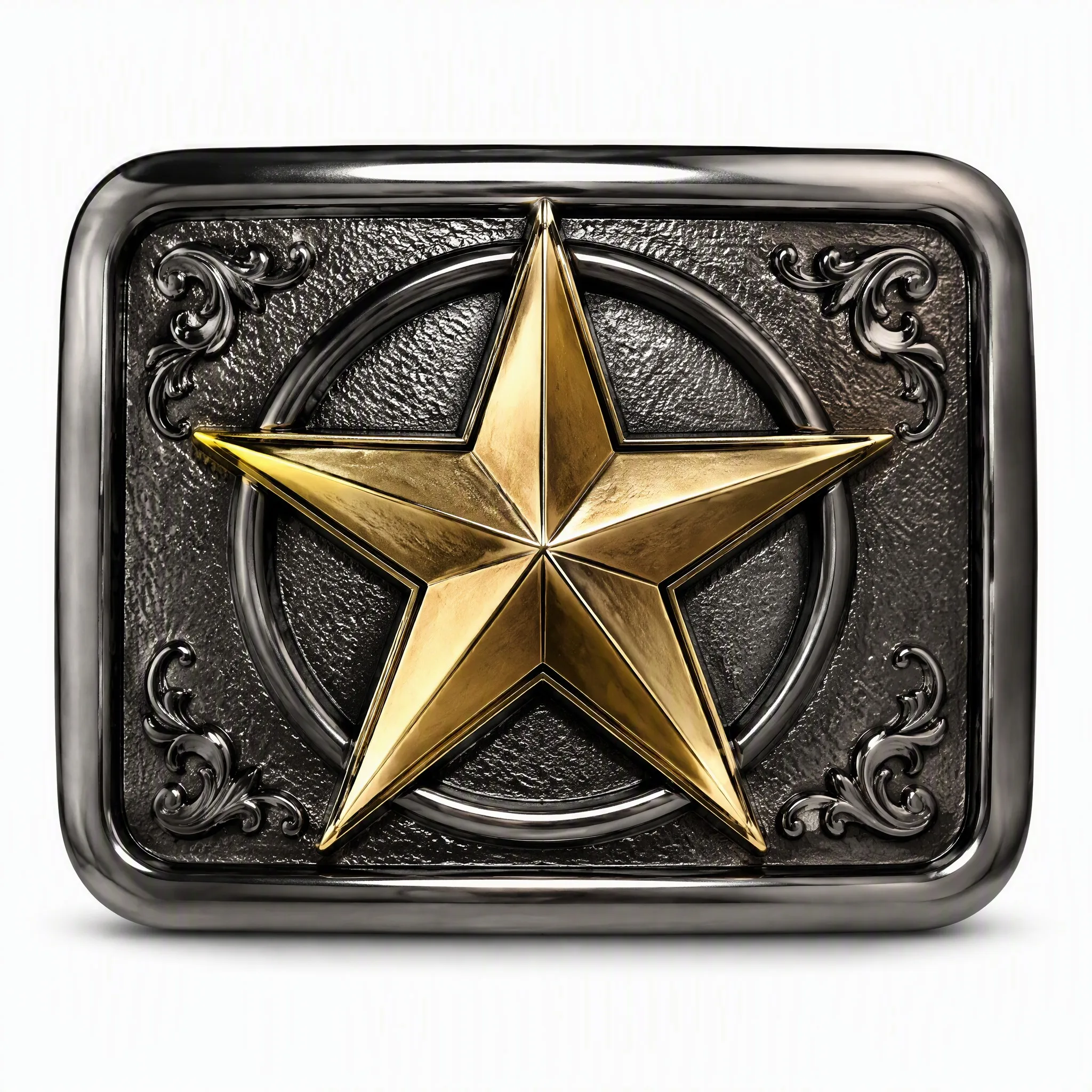 Gunmetal and gold western star belt buckle front view