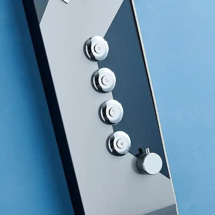 Precision Brass Diverter Knobs and Brushed Stainless Steel Panel stainless-steel-shower-panel-knobs