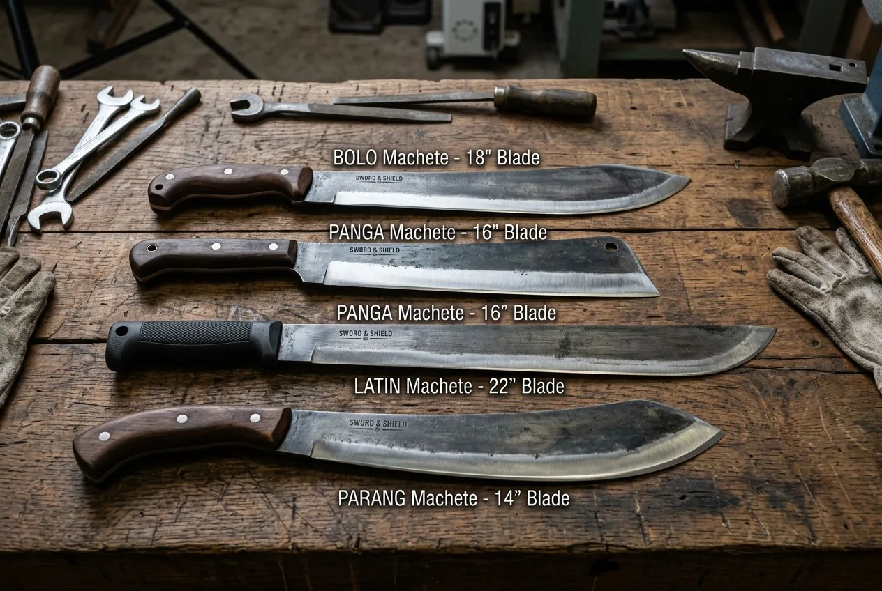 Various Machete Blade Shapes Comparison Bolo Panga Latin