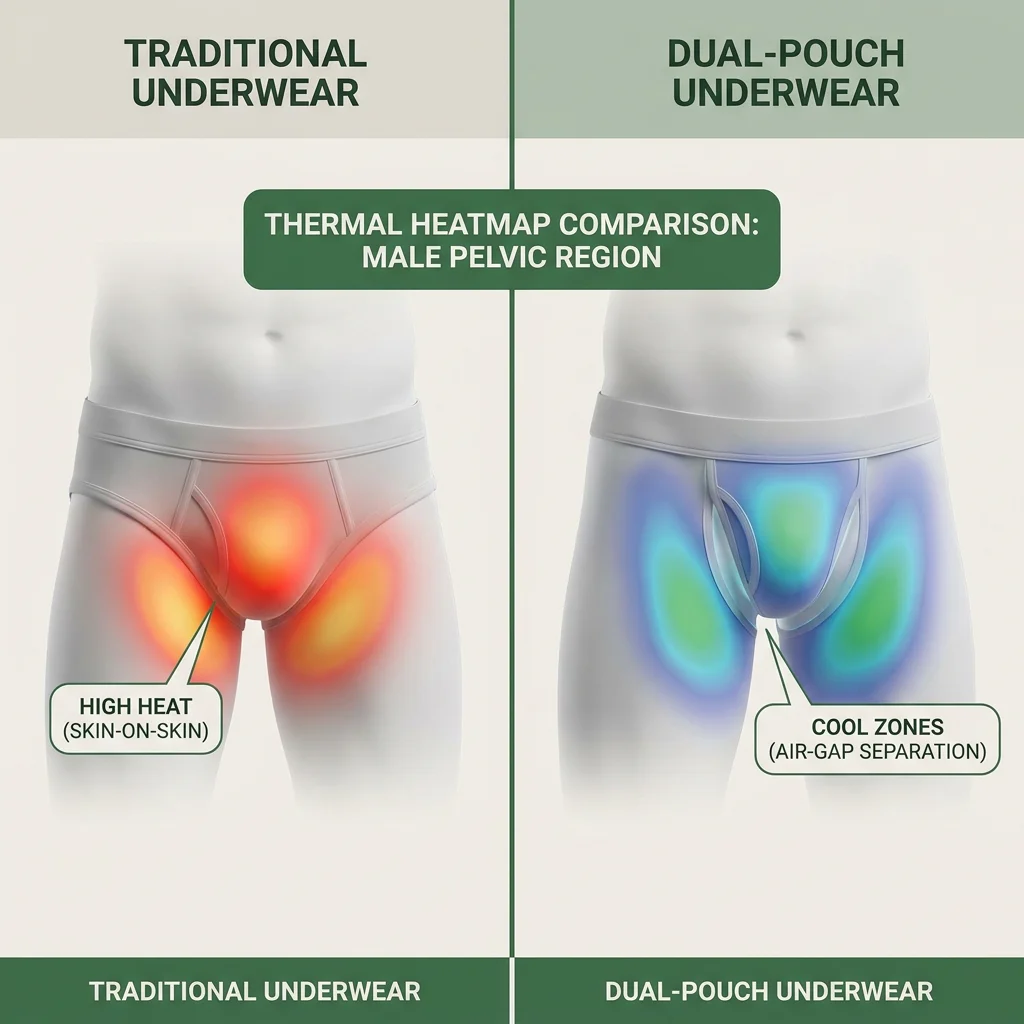Thermal Heatmap Comparison: Traditional vs Dual Pouch Underwear