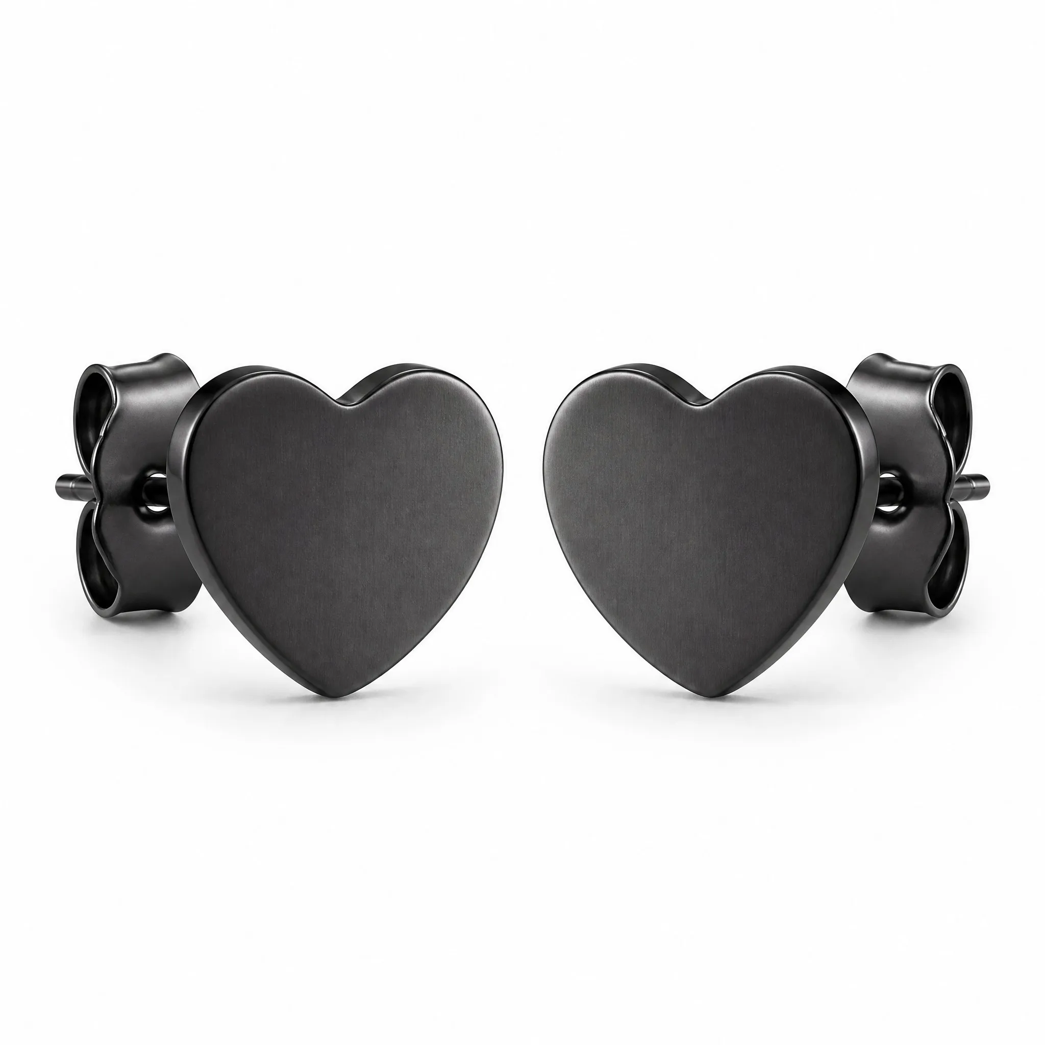 PVD plated heart stud earrings