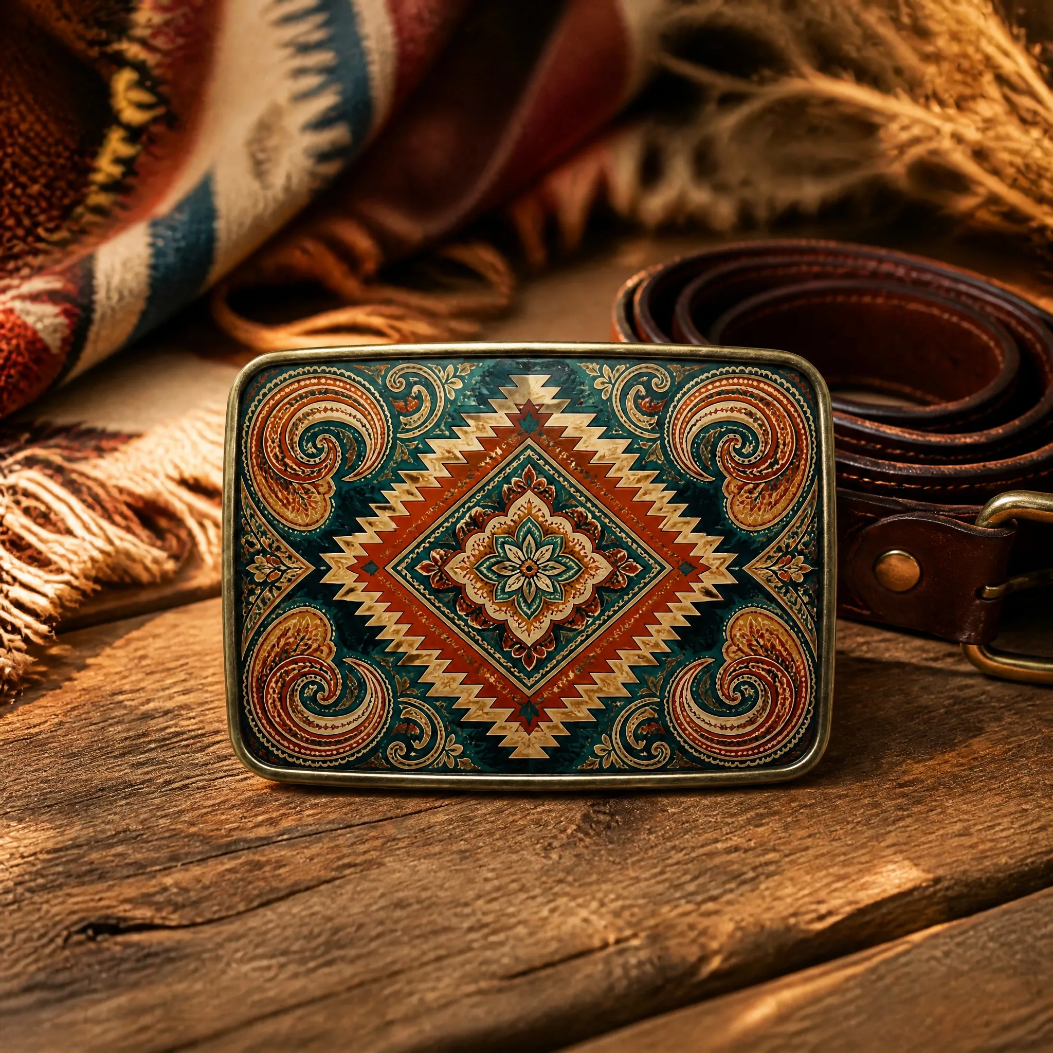 Bohemian western scene with leather strap
