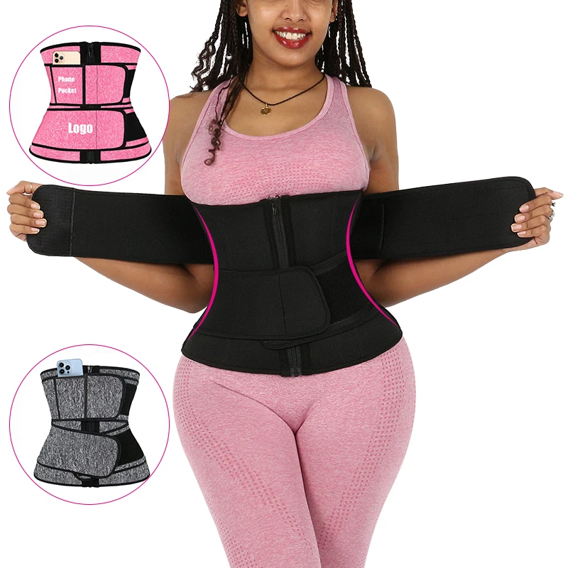 Good Quality Women Slimming Double Compression 2 Strap Columbia Fat Burning Neoprene Waist Trainer Shaper With 2 Belts for Gym
