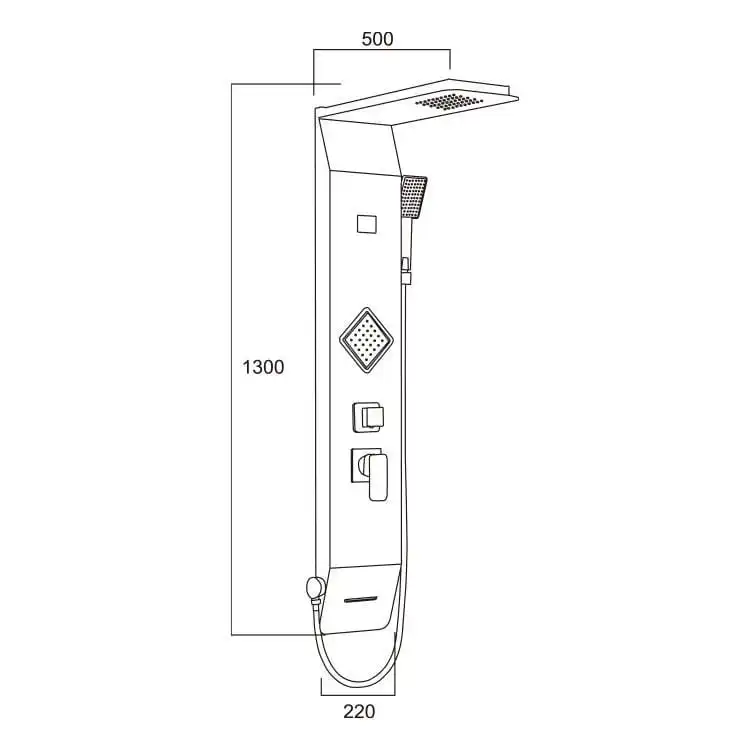 diamond-hydro-jet-shower-tower-dimensions