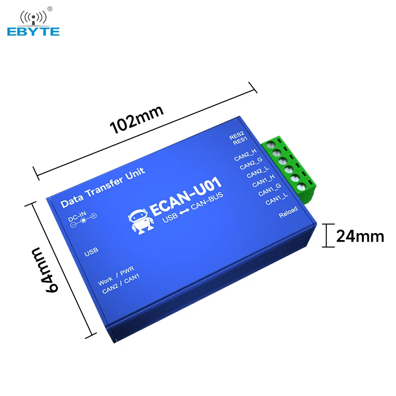 

EBYTE OEM/ODM ECAN-U01 Free sample high performance 8-28v DC CAN interface can bus usb to can ethernet