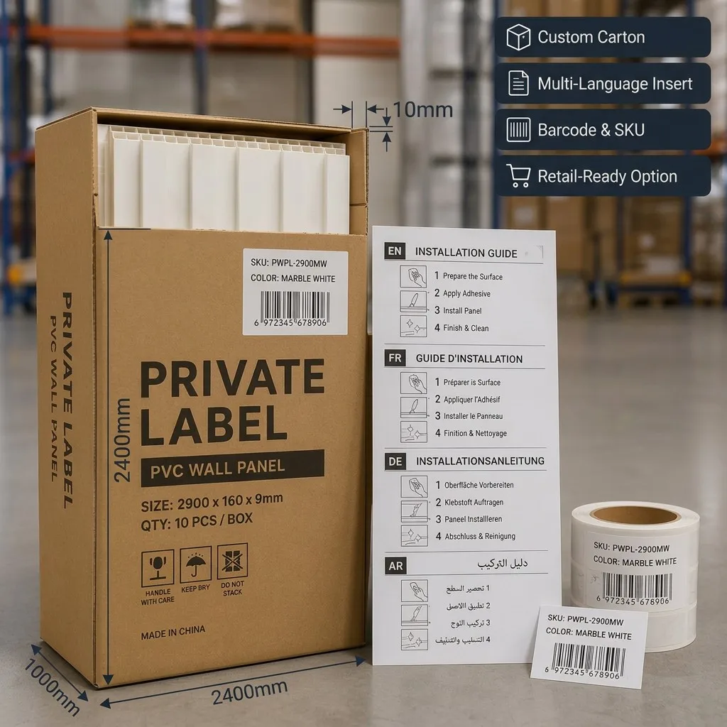 Private label PVC wall panel packaging
