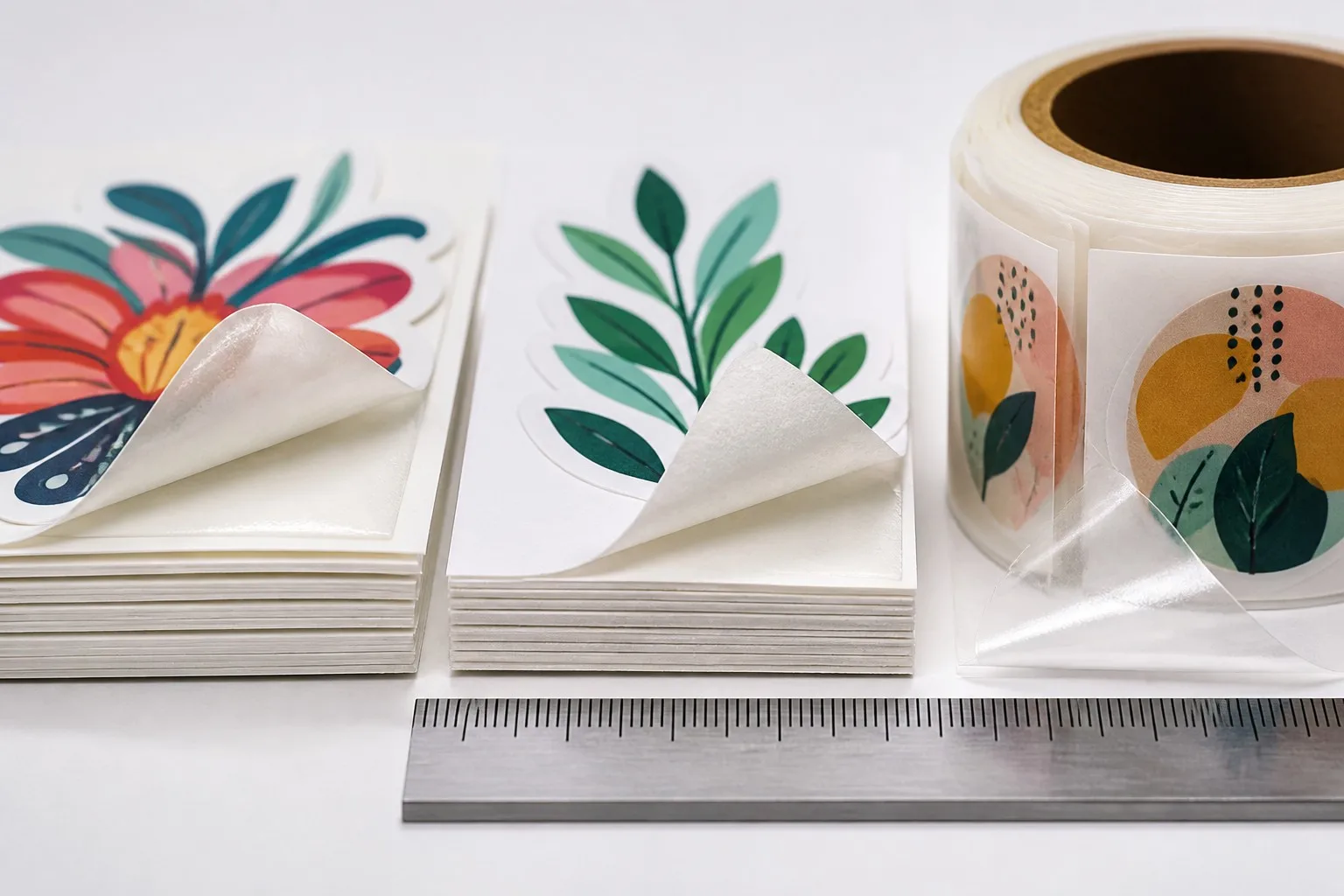 Sticker material thickness and finish comparison vinyl paper BOPP