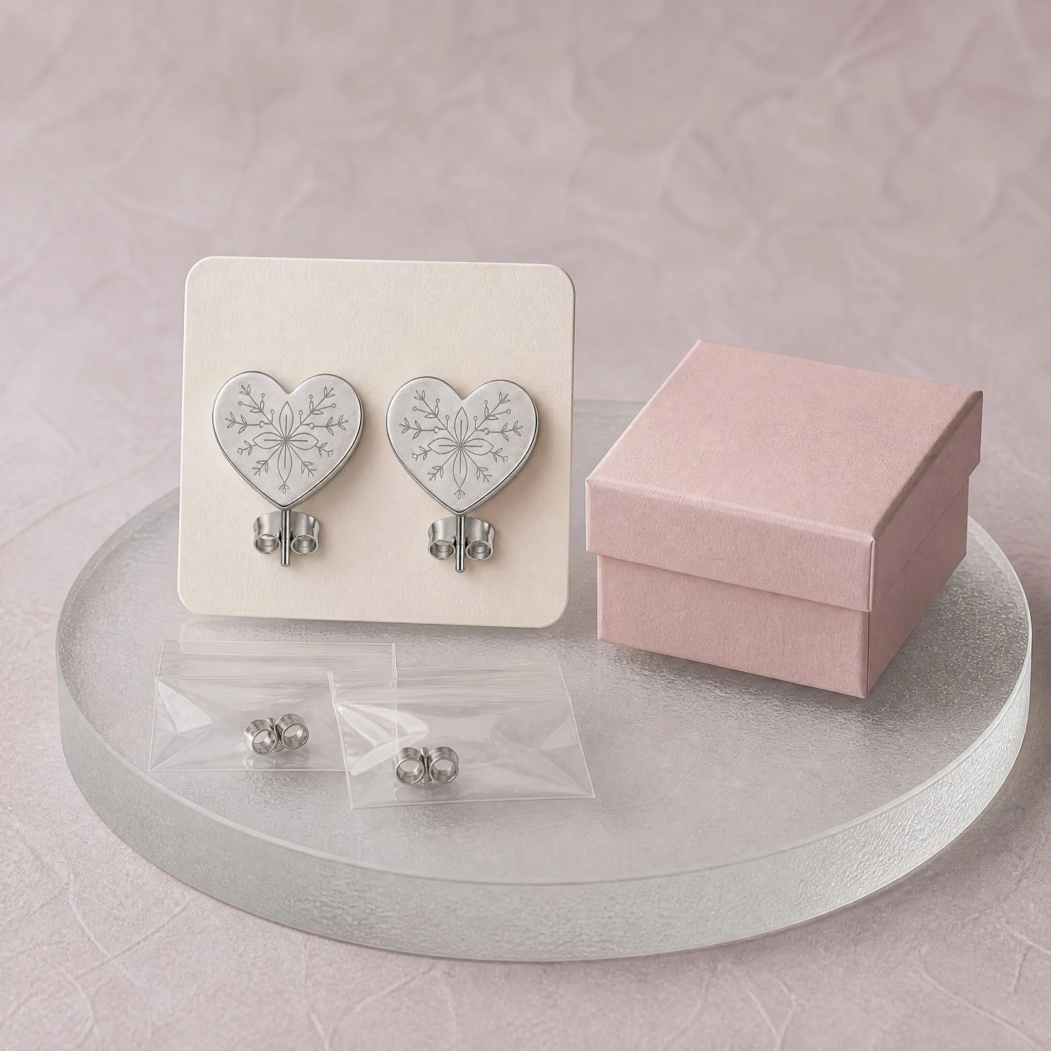 Laser engraved heart earrings packaging and gift box