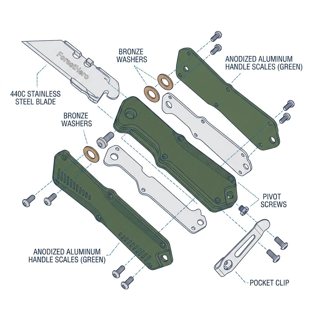 Exploded View of Industrial Utility Knife