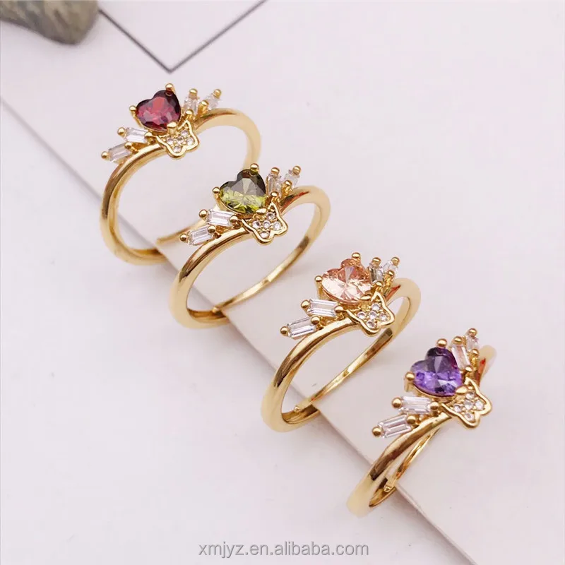 

Vietnam Placer Gold Jewelry Brass Gold-Plated Accessories Diamond Pointed Gemstone Ring Women's Jewelry Accessories Wholesale