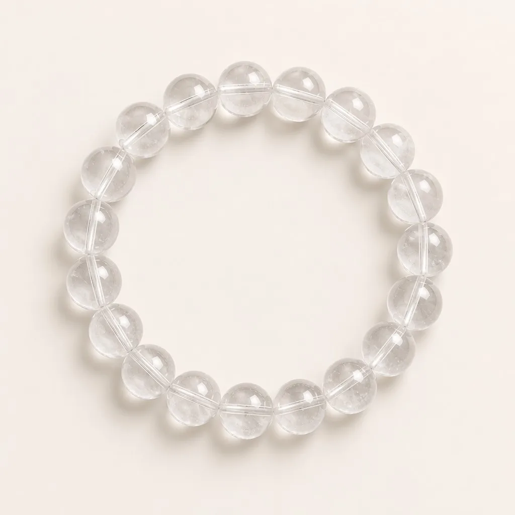 The Clear Mind — Clear Quartz Bracelet white background