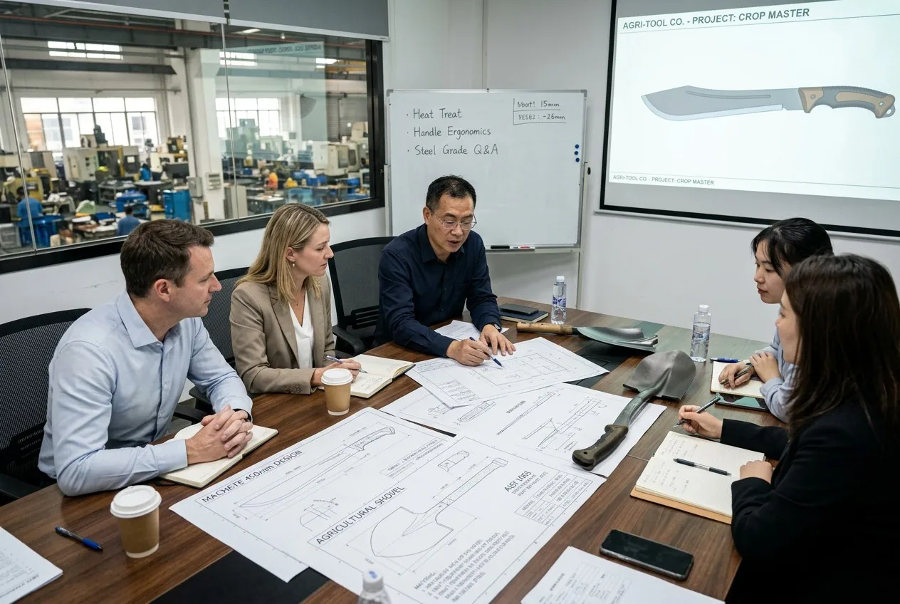 Business Discussion with International Clients at Gemlight Machete Factory