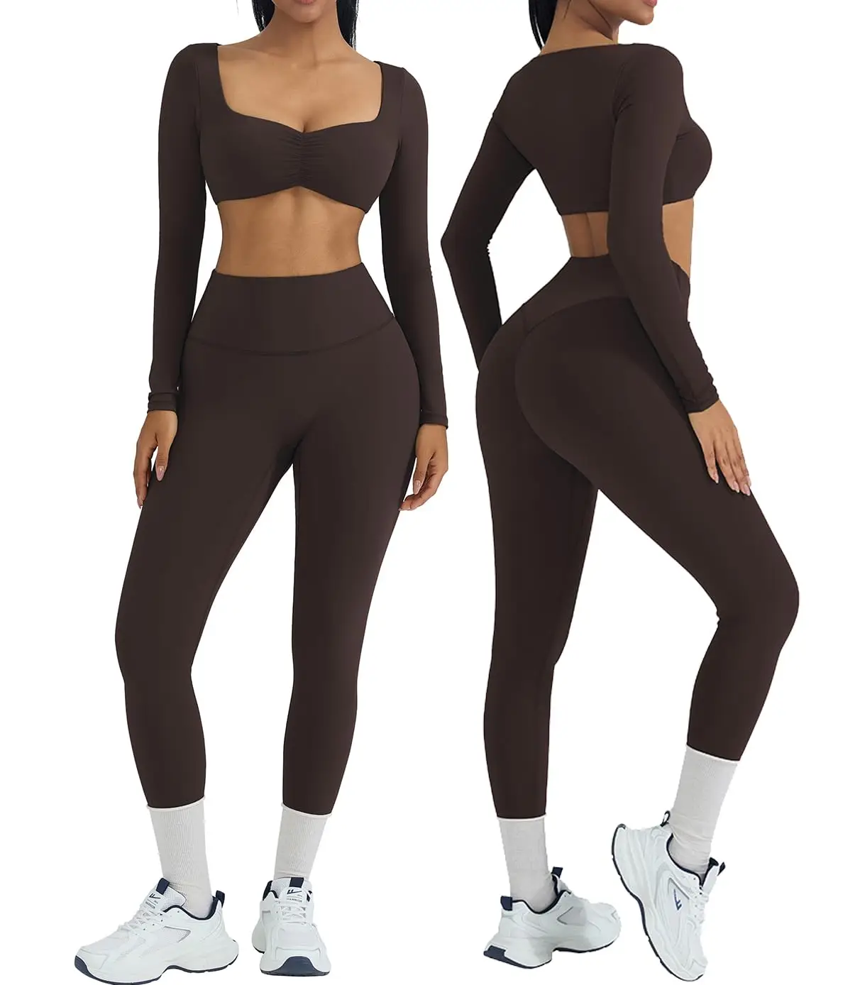 High-Waisted方领Breathable Yoga Set