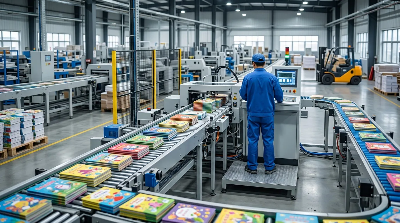 Children's book production line with conveyor system in export factory