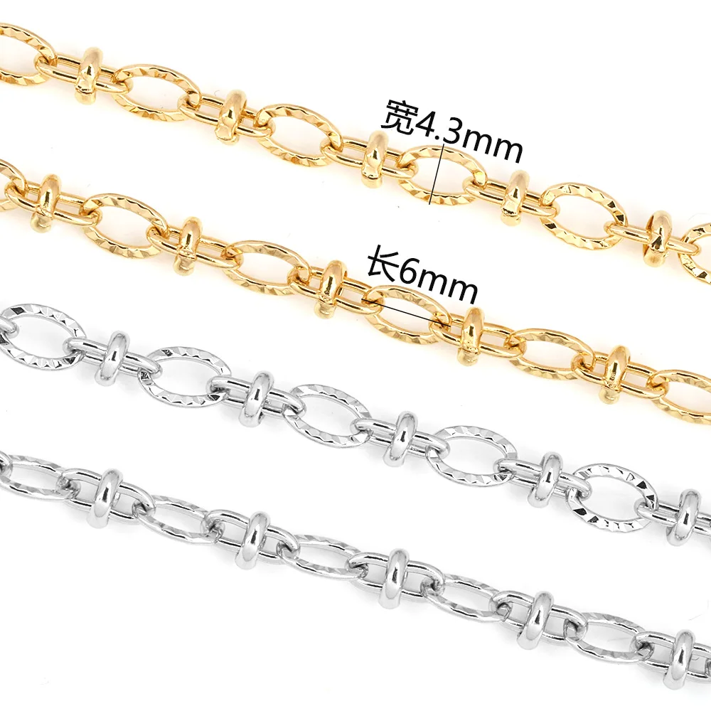 

4.3*6mm chunky choker stainless steel gold PVD oval graved embossed necklace chain clavicle chain