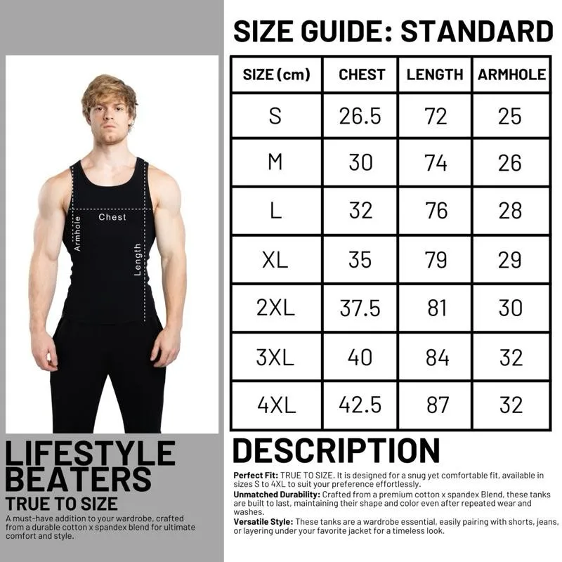 EKKO Lifestyle Beater Size Guide Chart