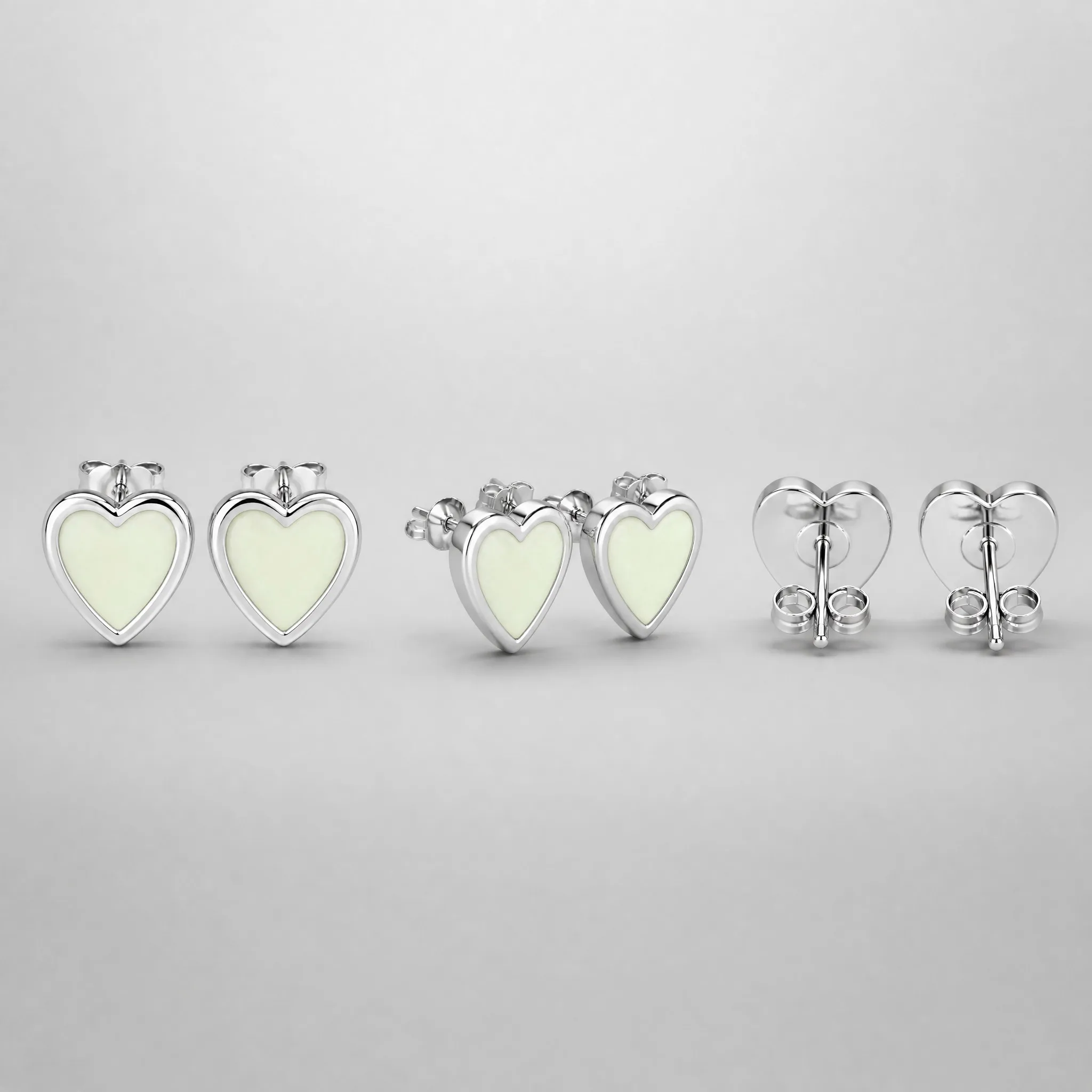 Glow heart earrings multi-angle view