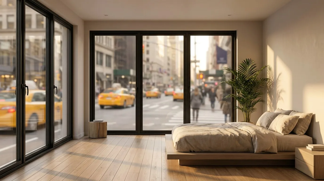 Quiet luxury bedroom with high-performance China soundproof aluminum windows