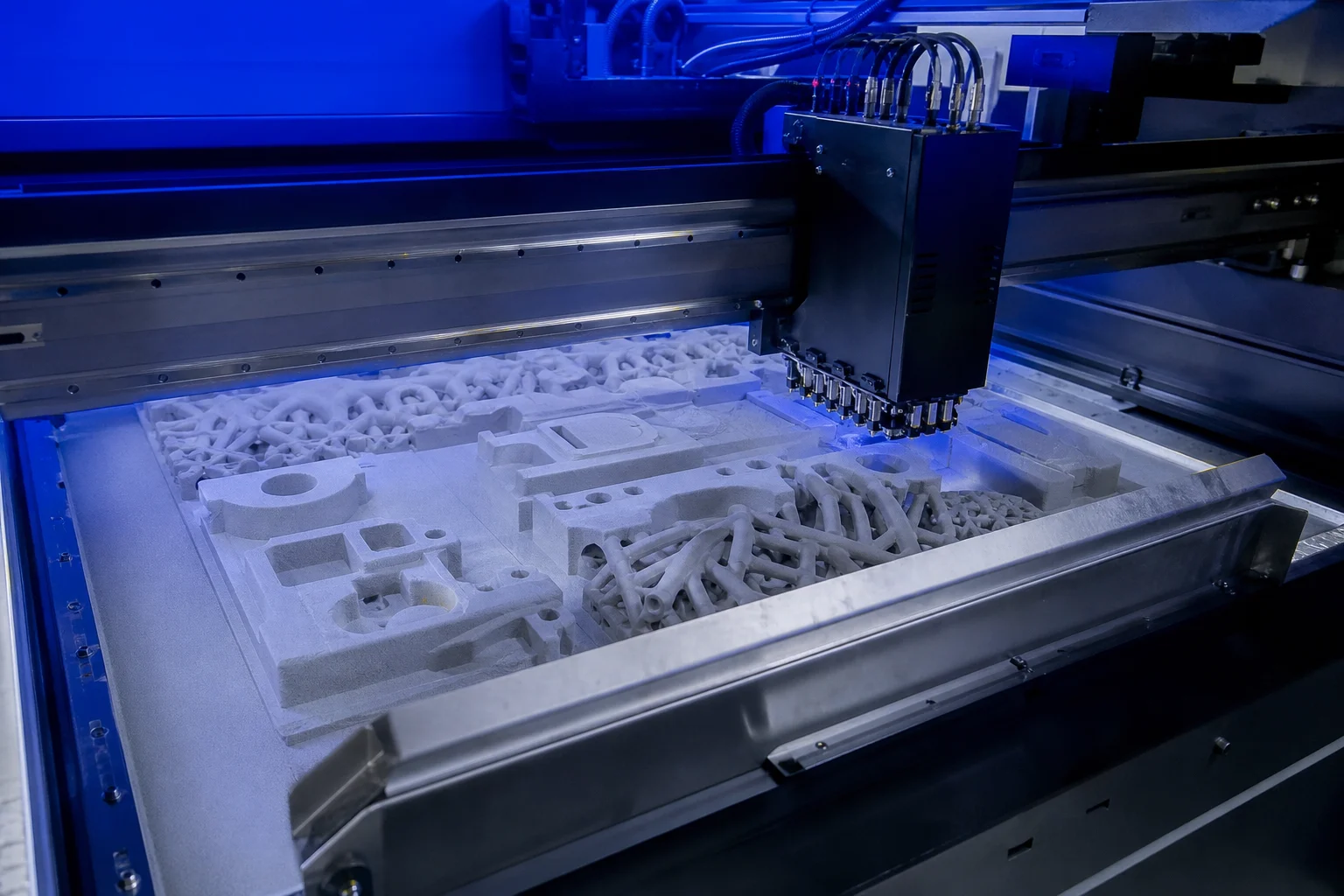 Pouring molten alloy steel into a 3D printed sand mold without any pattern tooling