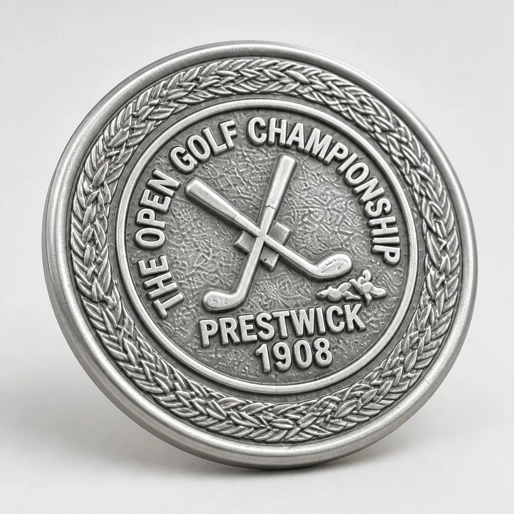 Macro detail of the silver ball marker relief