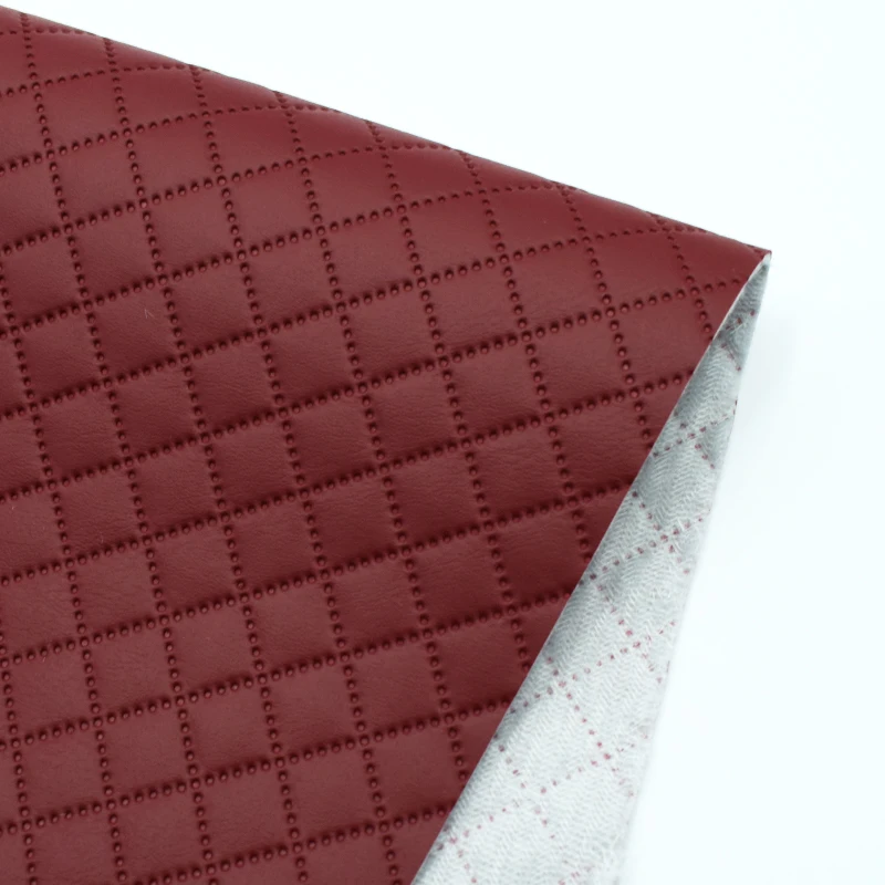 PVC Leather Rexine Fabric Grid  Pattern for Bags Luggages Crafts