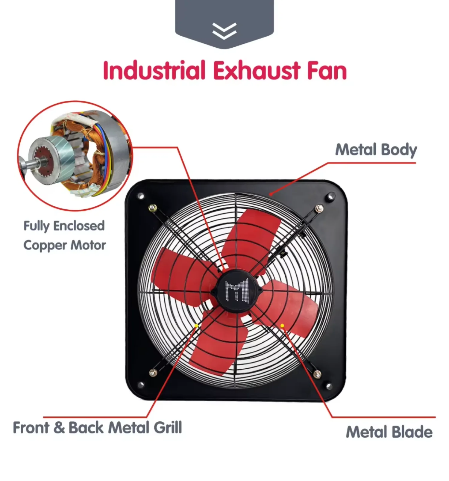 Mounted Industrial Exhaust Fan, Wall, 220V or OEM, Electric - detail 6