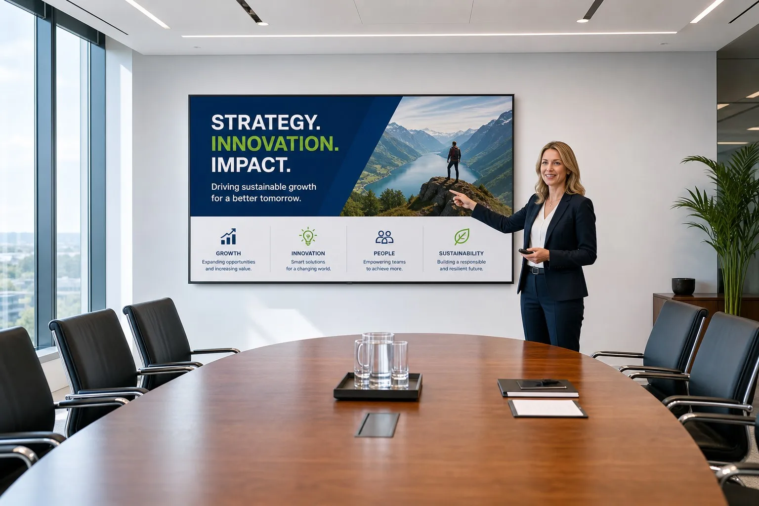 Corporate conference room — widescreen presentation