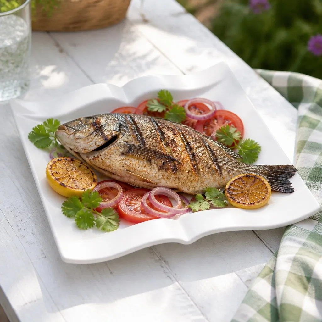 Scene whole grilled fish