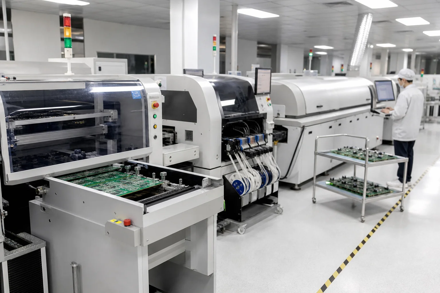 Complete SMT assembly line with stencil printer, placement and reflow