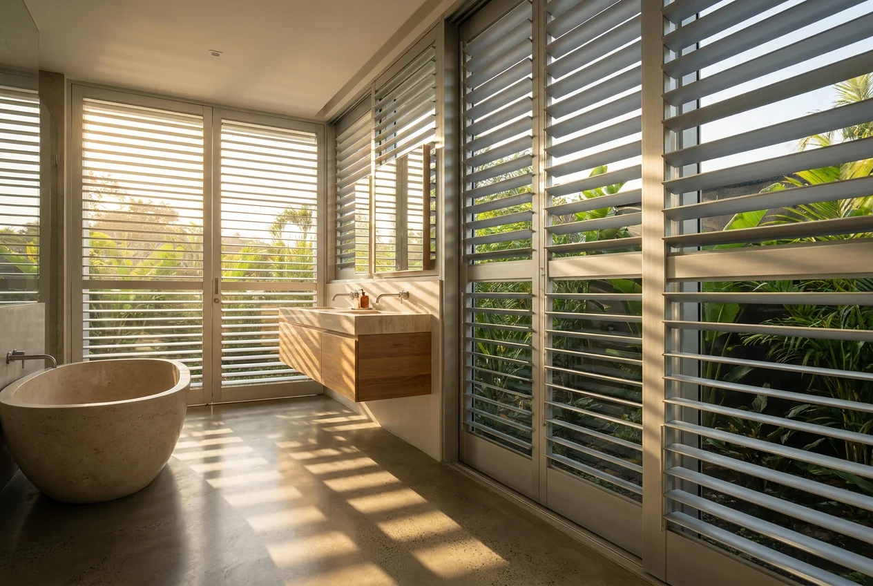 Modern aluminum shutter windows louvers with adjustable slats manufactured in China by Richocean