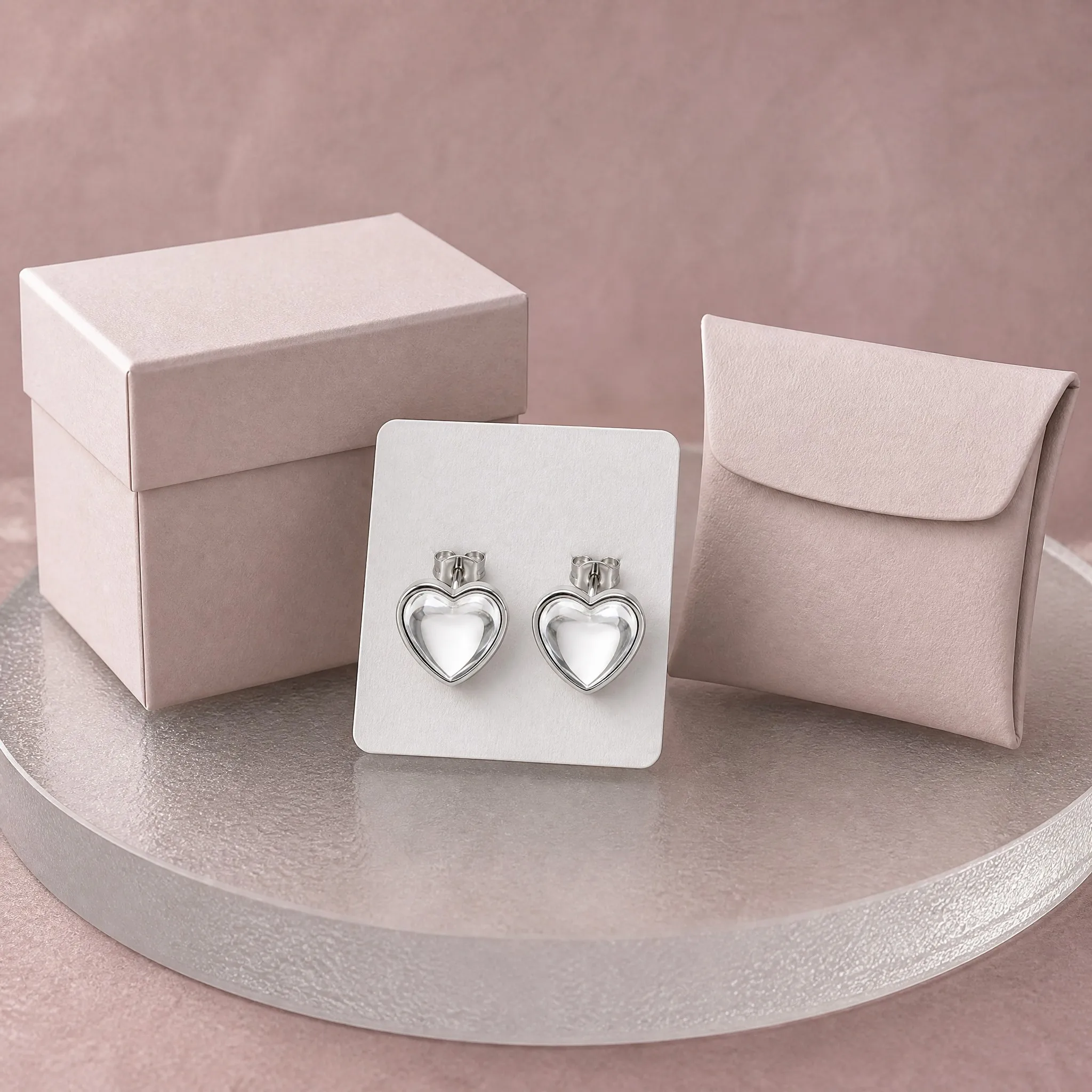 Epoxy resin heart earrings packaging and gift box