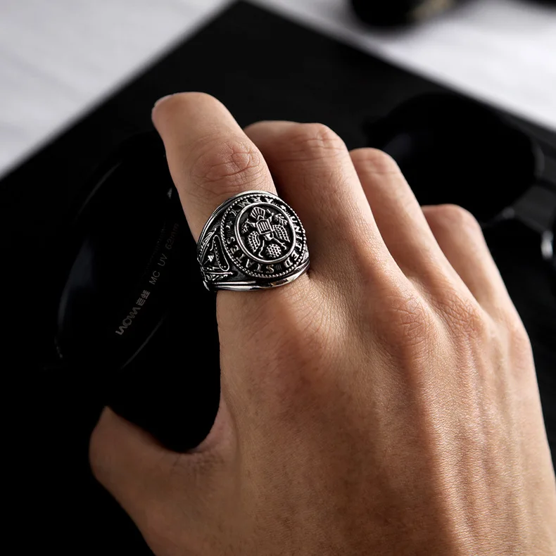 

Street Style Stainless Steel Personality Vintage Large Rings For American And European Men