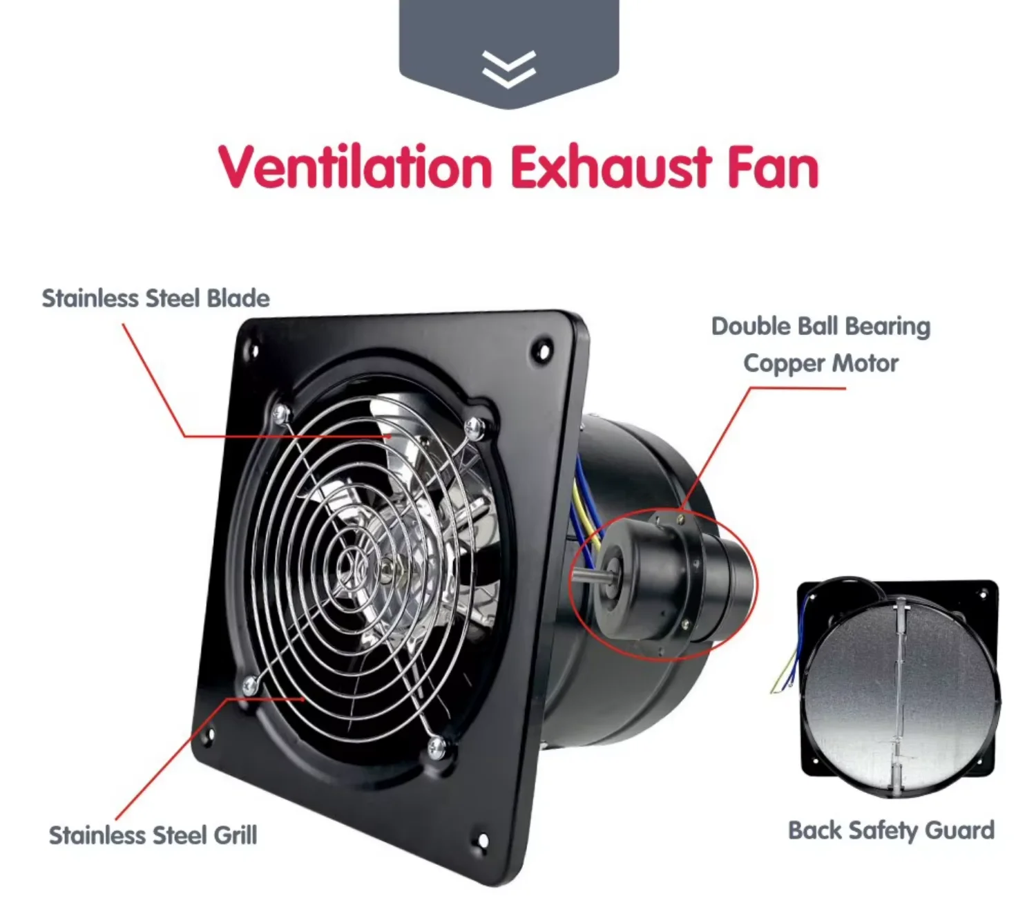Wall Mounted Exhaust Fan, 2800rpm, 220V - detail 12
