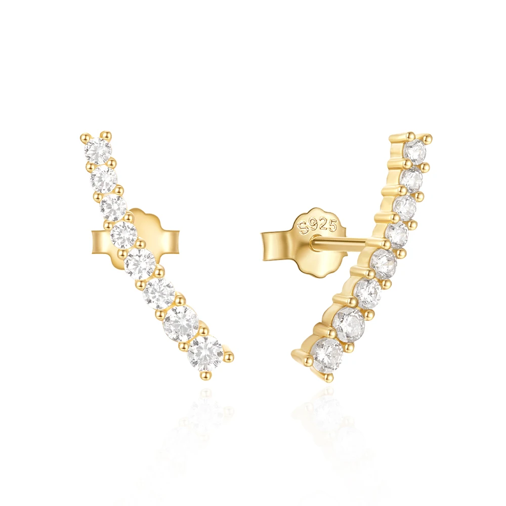 CANNER Wholesale Price 14k 18k Gold Plated Earrings Jewelry 925 Silver Pave Zircon Long Stud Earrings Women