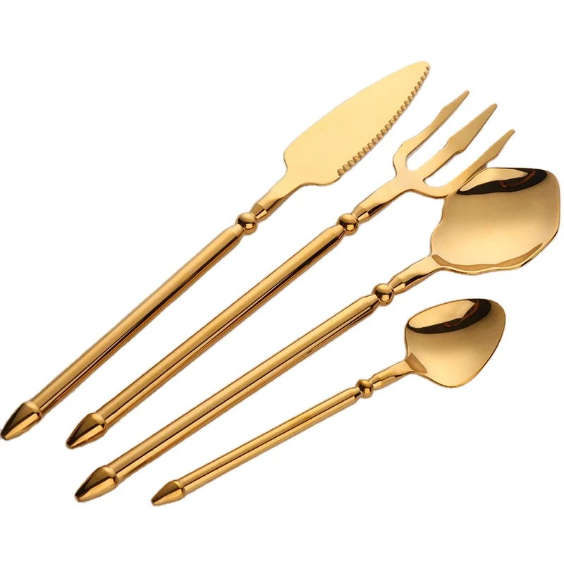 

Fast Delivery Mirror Flatware Set Stainless Steel Golden Cutlery Knife Fork And Spoon Set