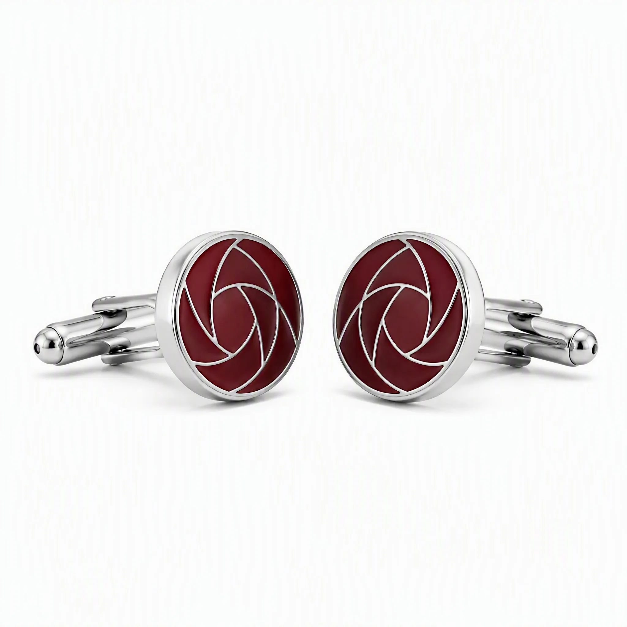 Recessed soft enamel cufflinks side profile view