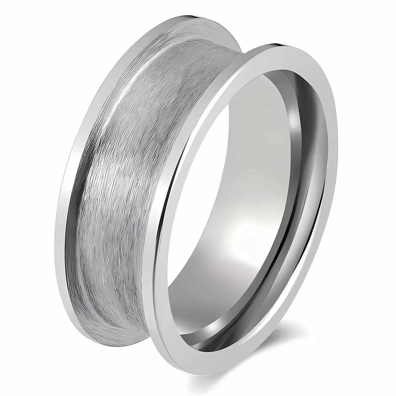 Poya Unisex Hammered 6mm 8mm Tungsten Beveled Edge Ring Core Blank Inlay Christian Engagement Gift