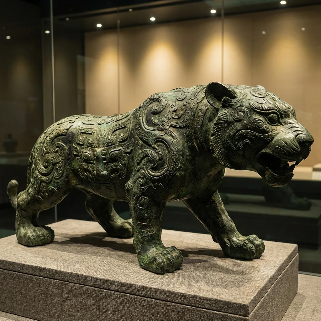 Ancient Bronze Tiger Sculpture