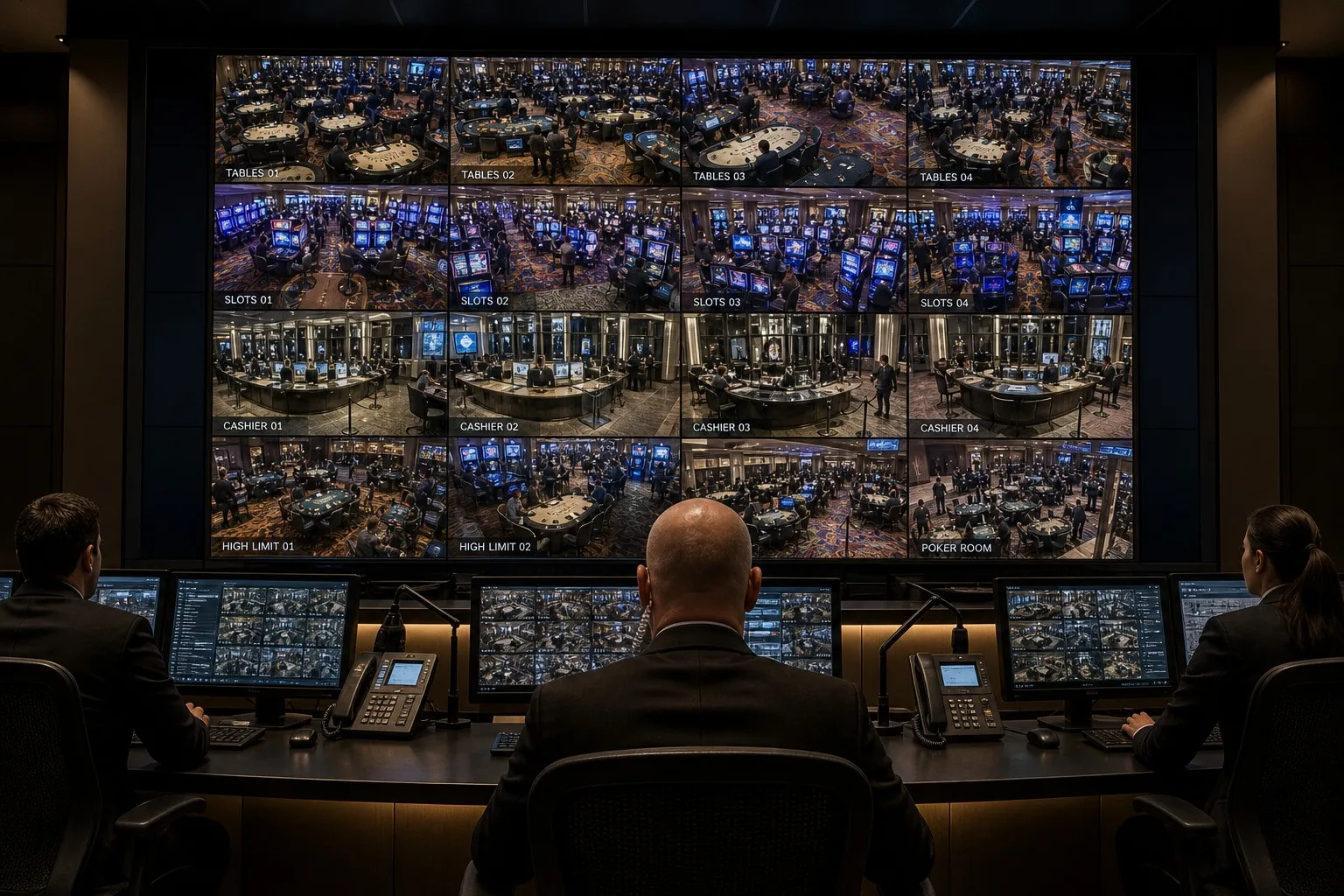 Modern Casino Surveillance Command Center with Veeluame LCD Wall